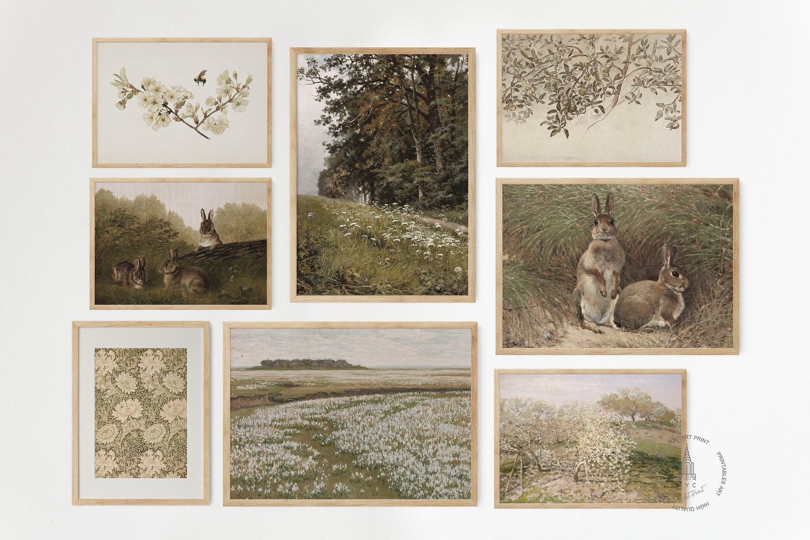 Spring Artist Print Vintage Spring Gallery Wall Set of 8, Rustic Printable Wall Art ...