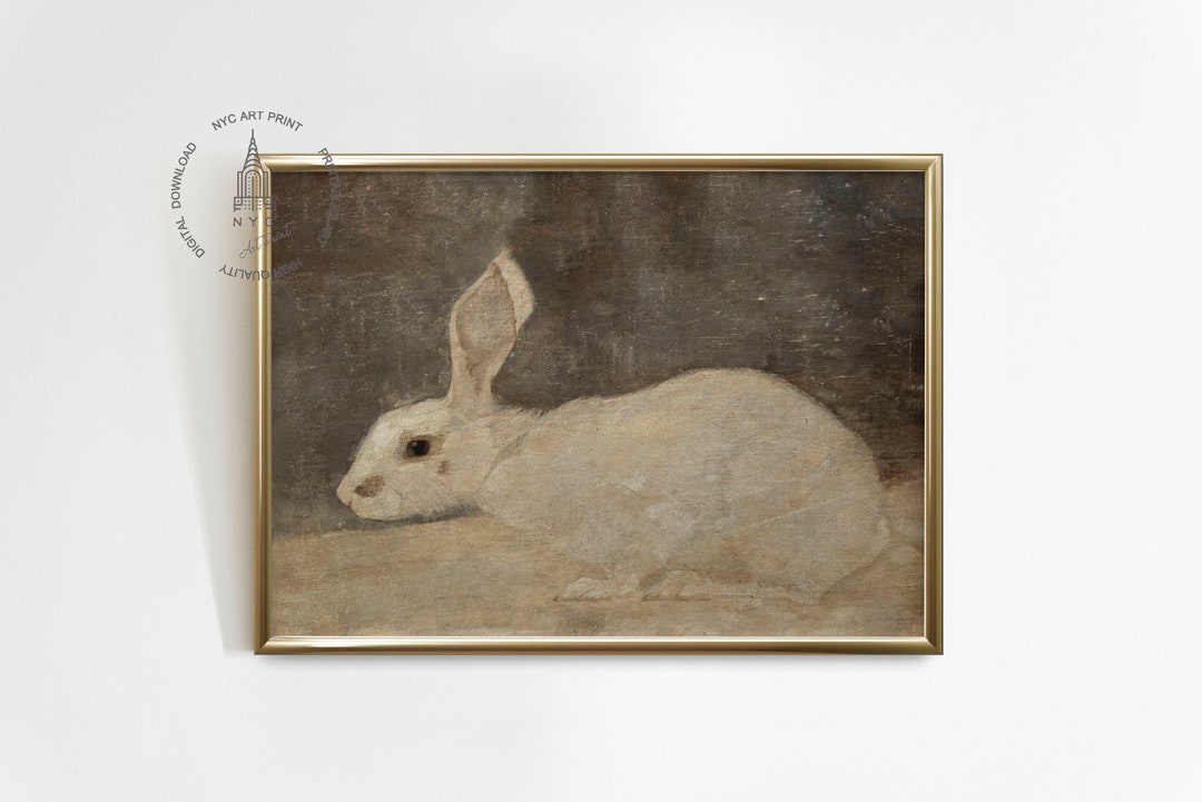 Vintage Rabbit Print, Antique Rabbit Painting, Vintage Easter Print ...