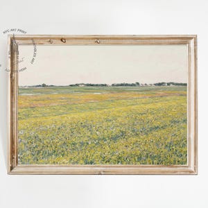 Vintage Yellow Fields Print, Spring Landscape, Wildflower Field Painting, Yellow Flower Field Print, Spring Decor, Antique Oil Painting