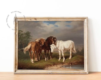 Vintage Horse Prints, Horse Painting, Equestrian Wall Art, Horse Decor, Vintage Equestrian Print, Country House Wall Art, (Digital Download)