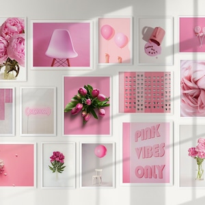 Blush Pink Prints Gallery wall Set of 15, Pink Poster, Pink Wall Art, Pink Home Decor, Pink Print Set, Spring Wall Art, Spring Prints