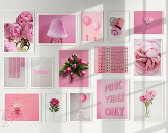 Blush Pink Prints Gallery wall Set of 15, Pink Poster, Pink Wall Art, Pink Home Decor, Pink Print Set, Spring Wall Art, Spring Prints