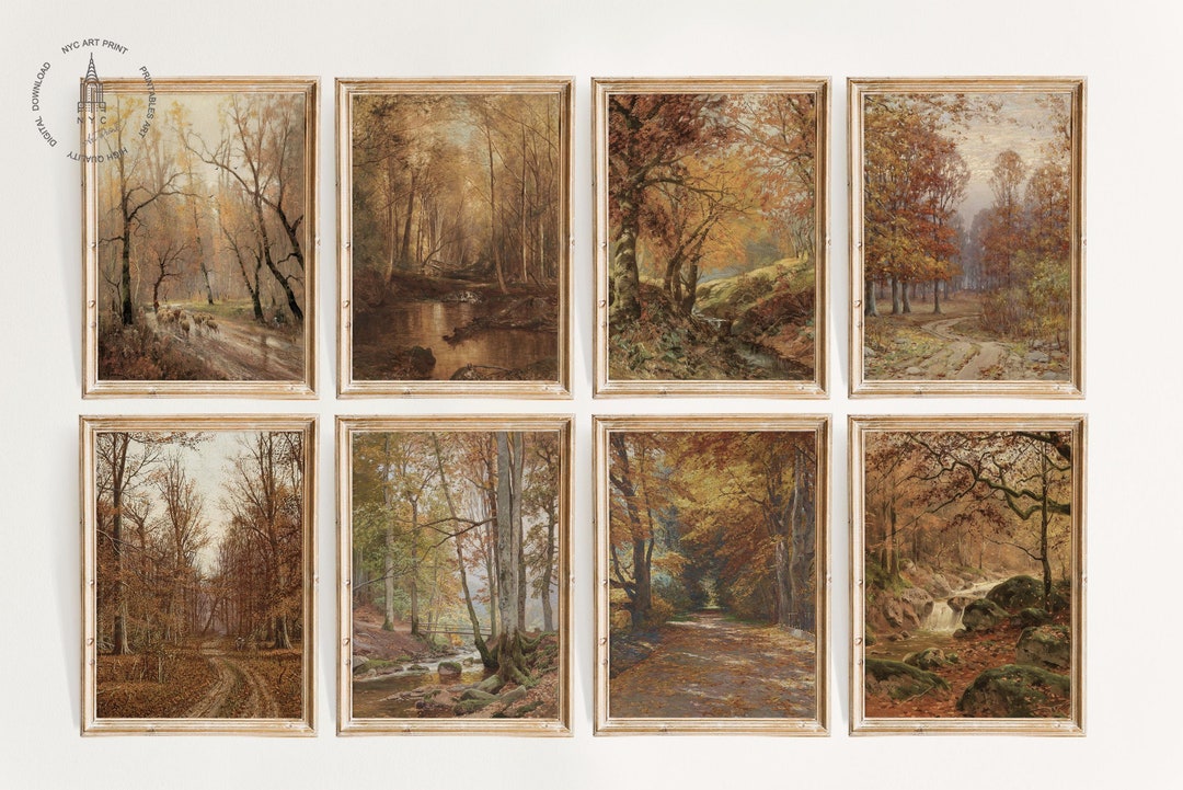 Vintage Autumn Gallery Wall Set of 8, Autumn Printable Wall Art, Fall ...