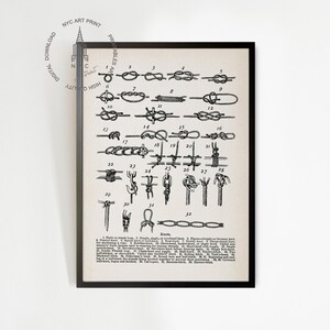 Impresión vintage de nudos marineros, impresión de paisaje marino, arte mural náutico, póster de nudos náuticos, decoración de pared marina, decoración de casa de playa imagen 5