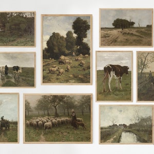 Vintage Prints Gallery Wall Set of 9, Rustic Printable Wall Art ...