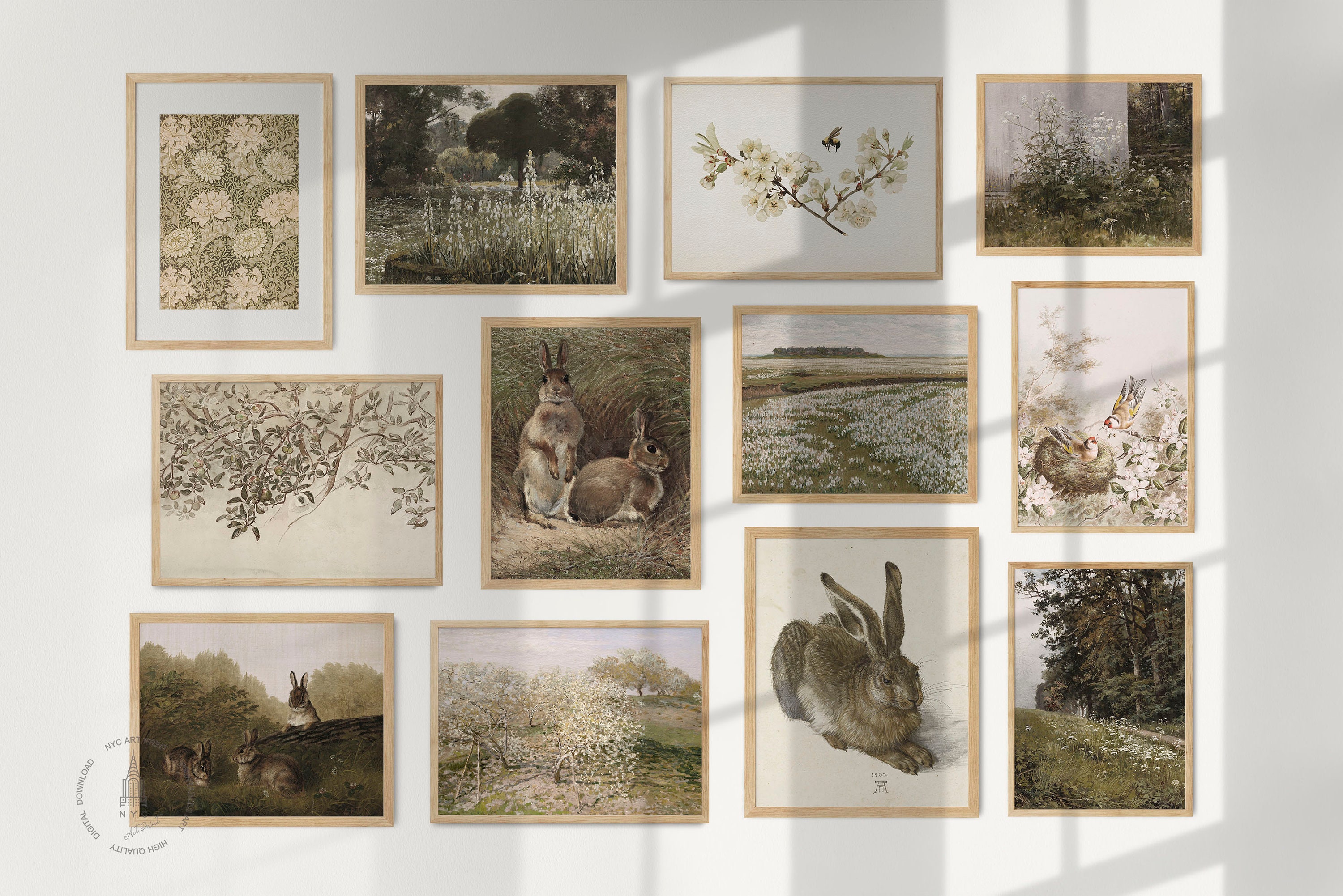 Vintage Spring Gallery Wall Set of 12, Rustic Printable Wall Art ...