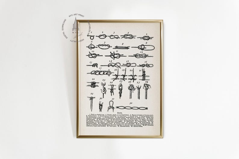 Nautical Knots, Sailor Knots, Marine Knots Print, Sailor Gift, Sailing Decor, Nautical Art