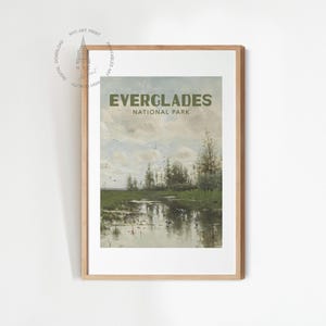 Everglades National Park Poster, Vintage Everglades National Park Art Print, United States National Parks, Everglades National Park Painting