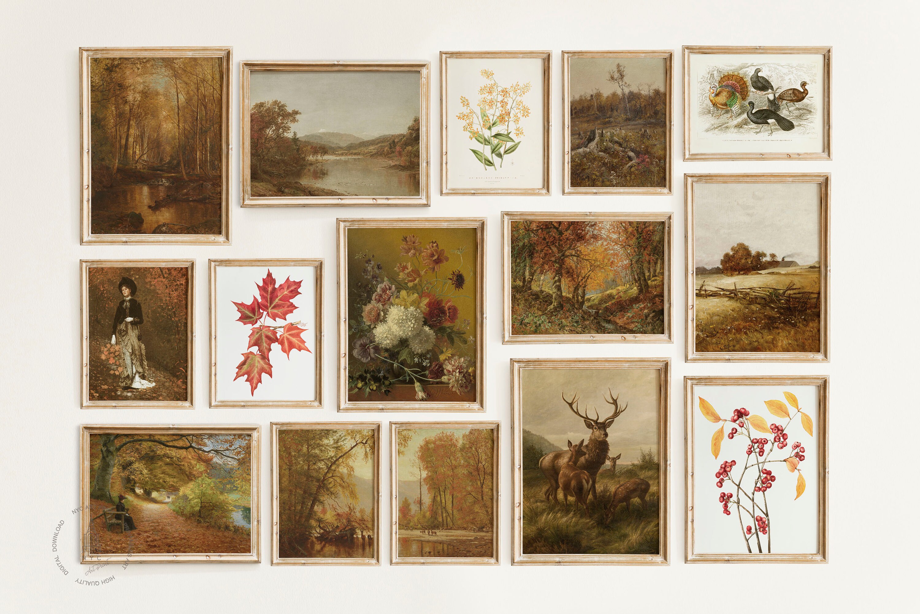 Autumn Wall Art, Autumn Gallery Wall Set of 29, Vintage Autumn ...