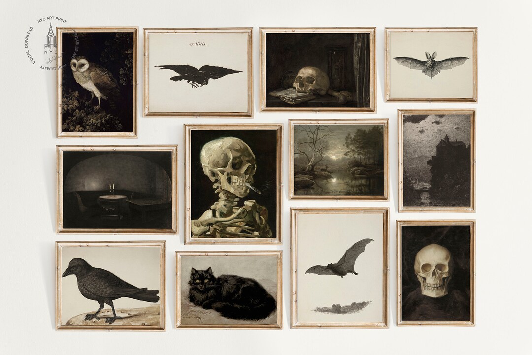Vintage Halloween Gallery Wall Set of 12, Halloween Printable Wall Art ...