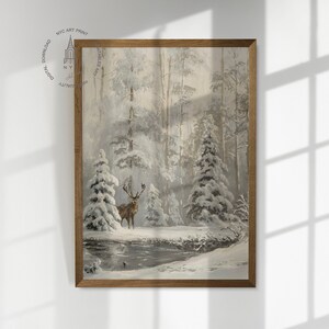 Christmas Prints, Vintage Christmas Printable Wall Art, Winter Deer ...