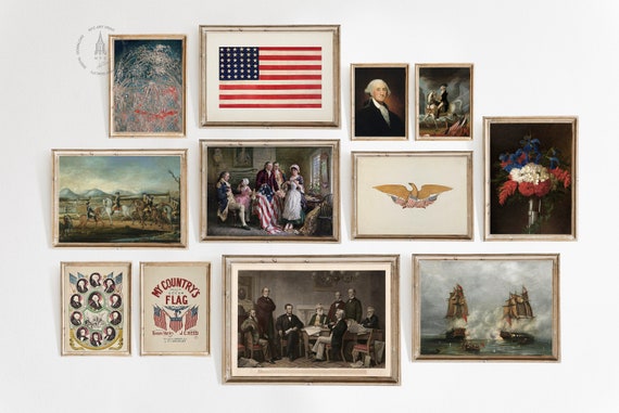 Vintage 4th of July Gallery Wall Print Set of 12, American Decor, Patriotic Wall Art, Independence Day Art,  July 4th Printable USA3