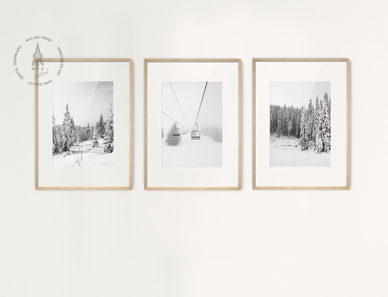 Vintage Winter Sport Prints: Ski Chalet Decor Set of 3