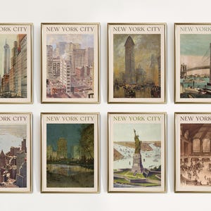 8er Set Vintage New York Kunstdruck, New York Poster, New York Wandkunst, Retro NYC Poster, New York City Dekor, NYC Poster