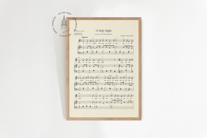 O Holy Night Printable Christmas Hymn, Christmas Prints, Vintage