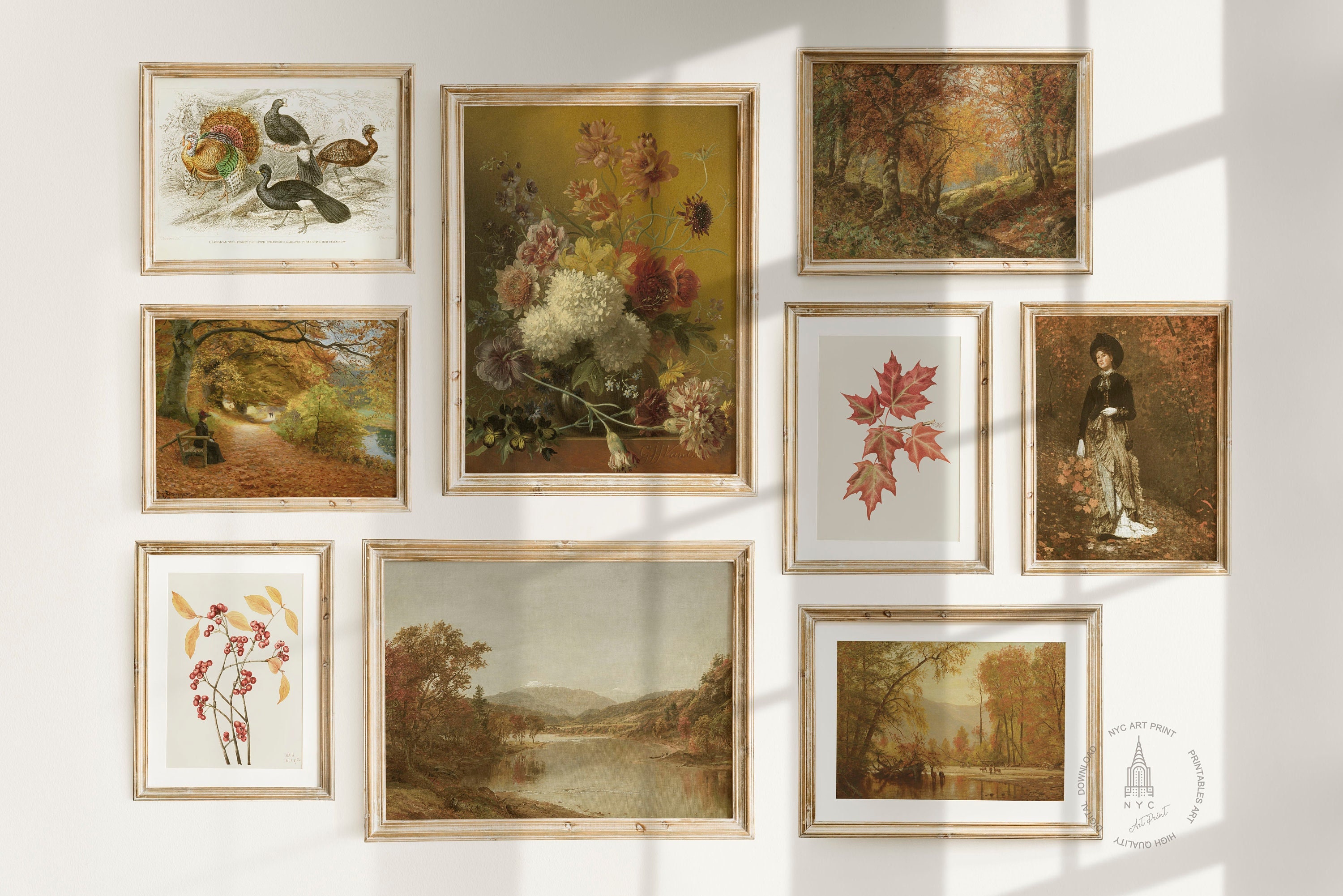 Autumn Wall Art, Autumn Gallery Wall Set of 9, Vintage Autumn Printable ...
