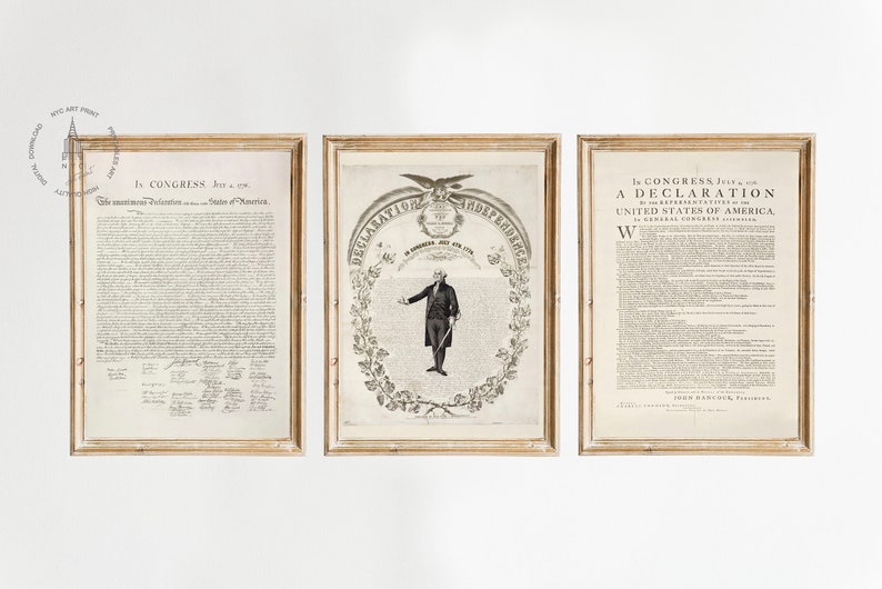 Vintage 4th of July Gallery Wall Print Set of 3, Declaration of ...