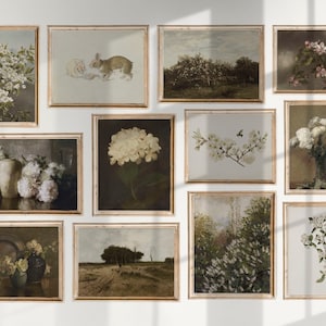 Vintage Spring Gallery wall Set of 12, Rustic Printable wall Art, Vintage Easter Prints, Vintage Spring Art Prints, Cottage Decor, Country