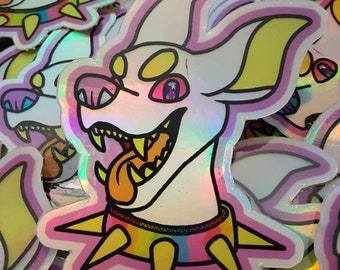 3 Inch Holographic Furry Teeth Sticker