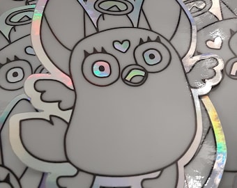 3 inch Holographic Furby Angel Sticker