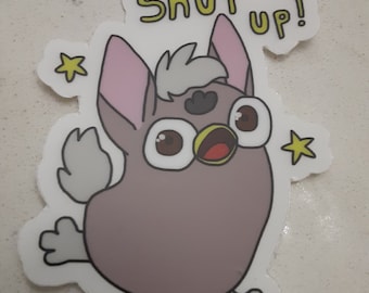 3 inch clear rude boy Furby sticker