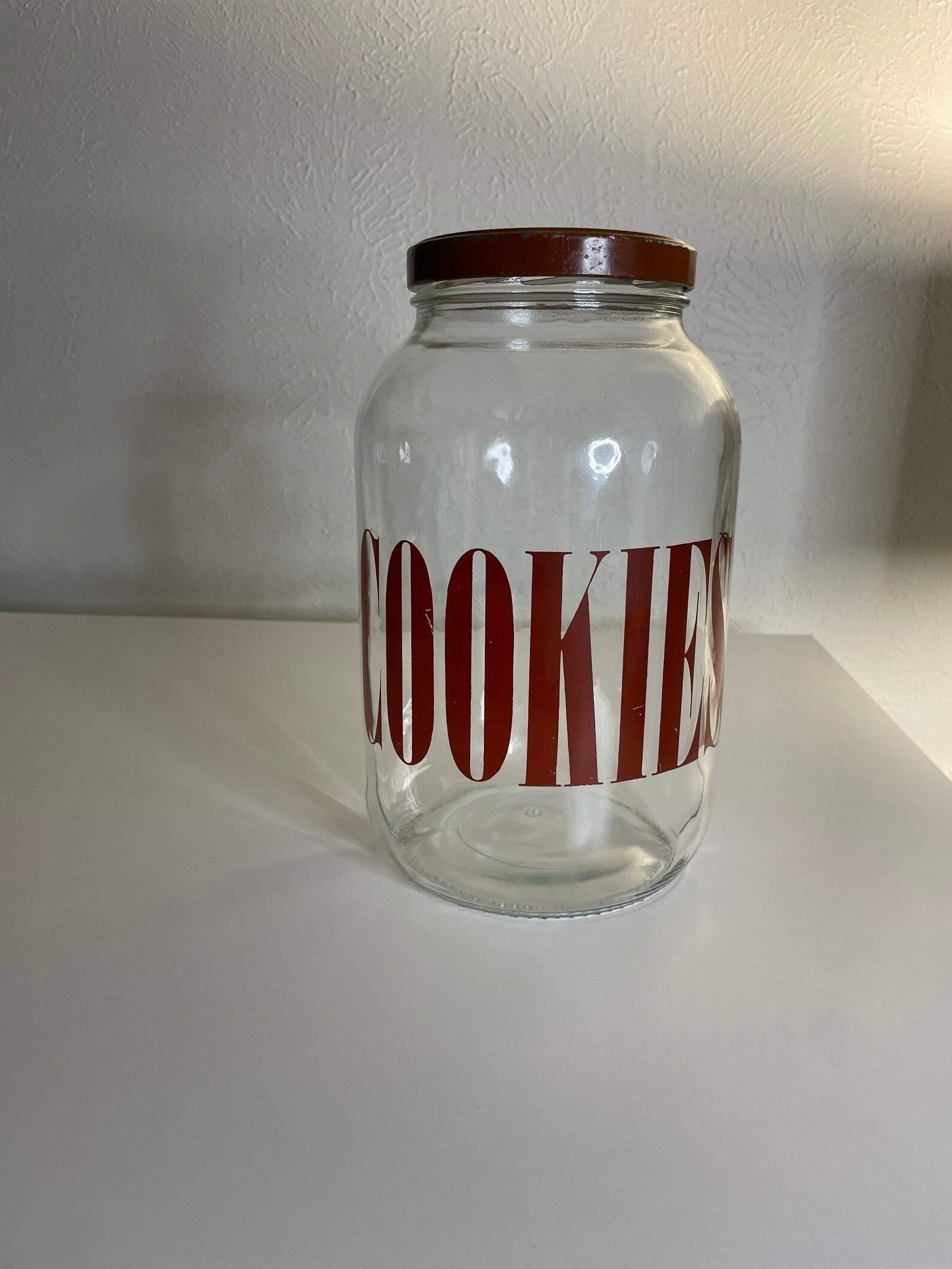 Vintage 1970s Glass Cookie Jar Metal Lid Etsy