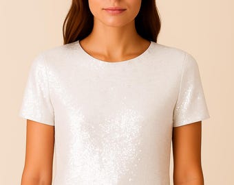Paljettopp, bröllop, speciellt tillfälle, brudtärnor, brud, dam-t-shirt med paljetter