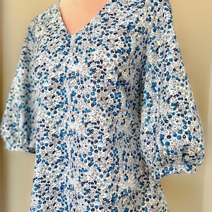 Liberty print top, whiltshire print,  womenswear