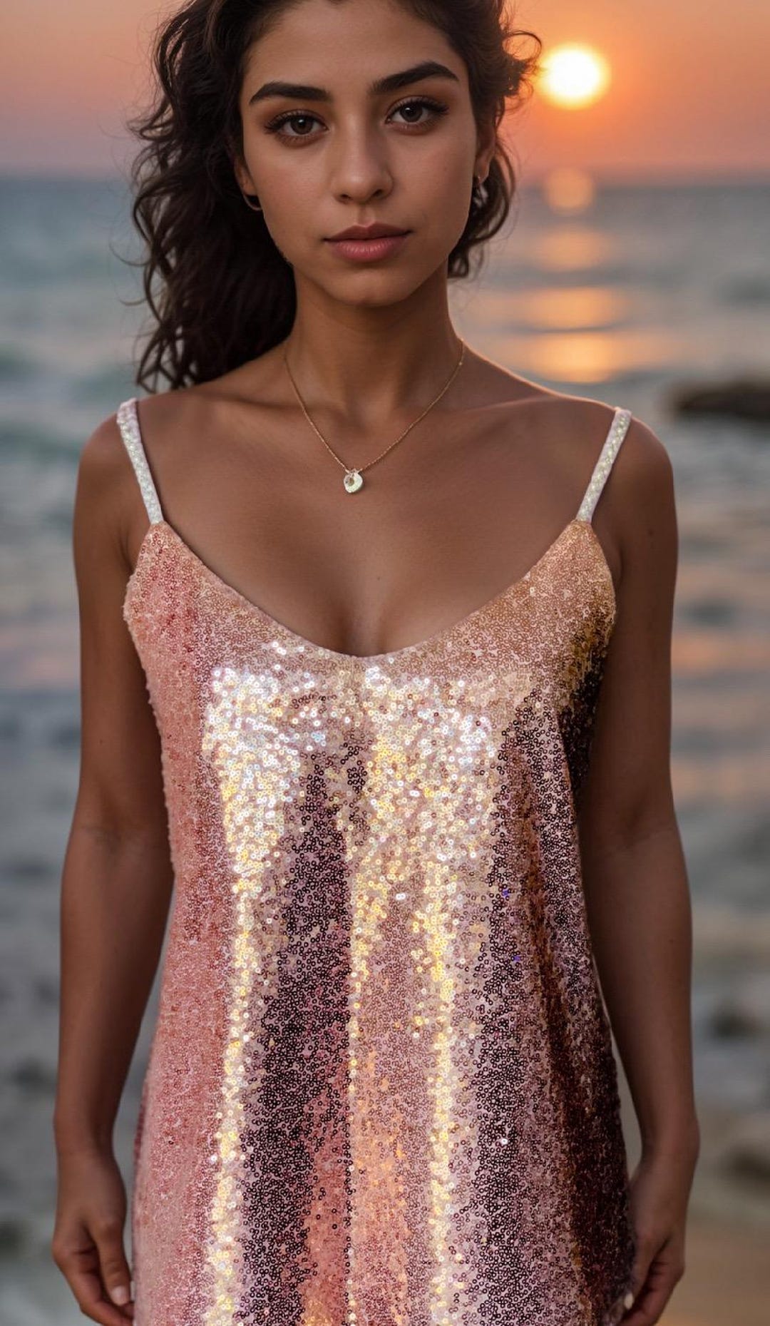 Solid Sequin Cami with Binding