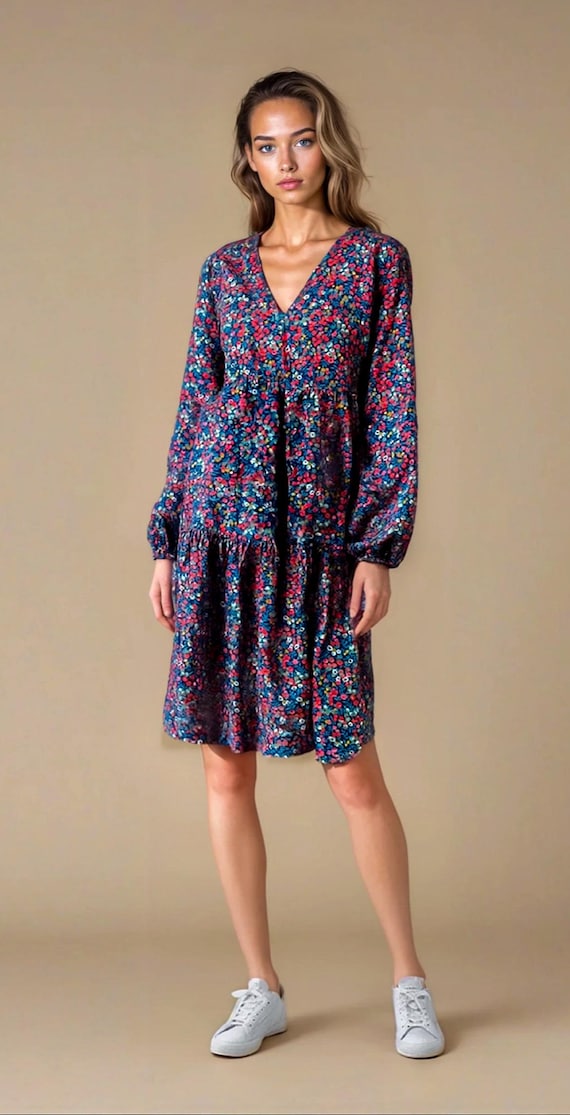 liberty print dress ladies Cotton short dress Brilly with Liberty print