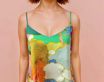 Koszulka z jedwabiu z nadrukiem Liberty