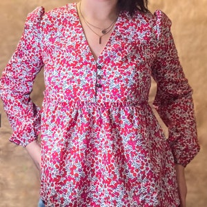 Kelly Printed Blouse Short Sleeves With Lace Liberty Blue main image 1