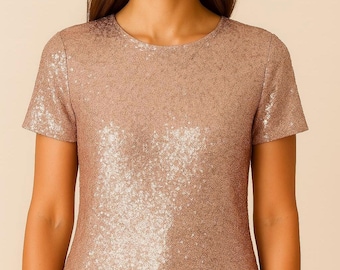 Paljettopp, bröllop, speciellt tillfälle, brudtärnor, brud, dam-t-shirt med paljetter