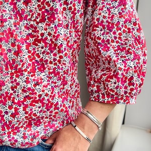 Liberty print top, Wiltshire print, red berry print, womenswear image 3