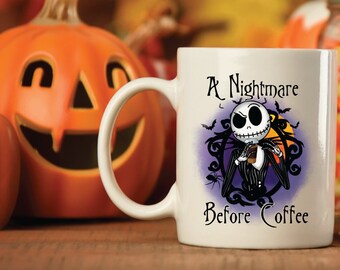 Halloween Mugs || A Nightmare Before Coffee Mug || Coffee Mug || Halloween Gift || Halloween Character || Classic Movie || Skellington ||