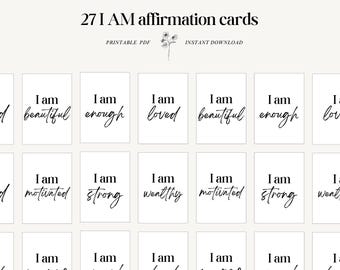 27 I am affirmation cards + 18 I am blank cards