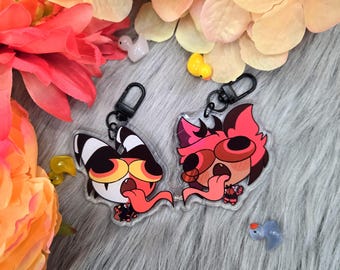 Hazbin Hotel Alastor and Blitzo Radioboss connecting charms