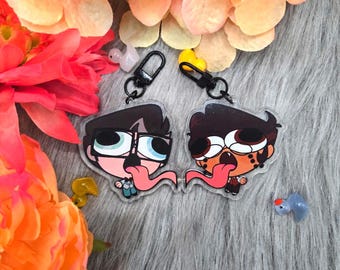 Hazbin Hotel Alastor and Vincent / Vox  Murdermedia connecting charms