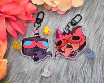 Hazbin Hotel Alastor and Vox Radiostatic / Sparksduo connecting charms