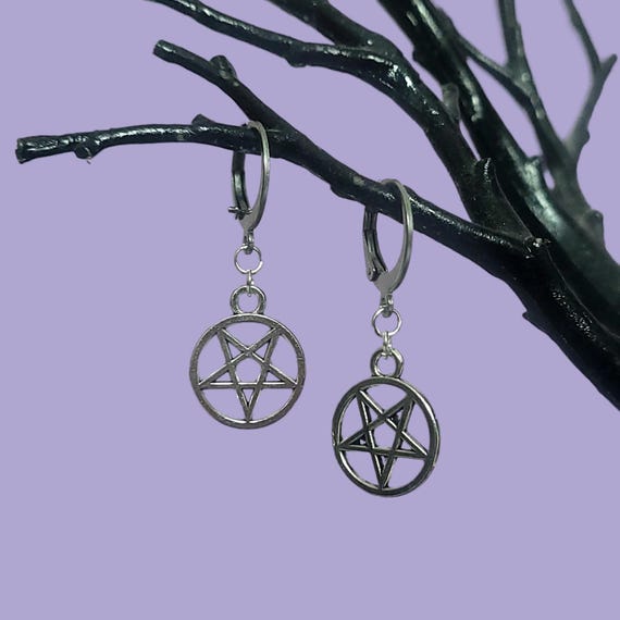 Orecchini pentagramma a forma di stella in oro, orecchini a