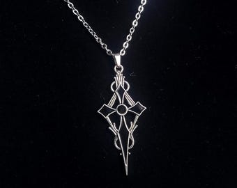 Black Rhinestone Gothic Cross Necklace | Stainless Steel Chain