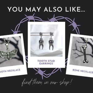 Silver Tooth Pendant | Stainless Steel Chain, Goth Necklace image 3