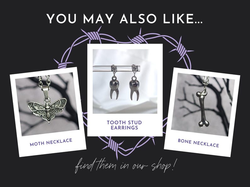 Silver Tooth Pendant | Stainless Steel Chain, Goth Necklace image 3