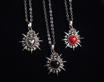 Spiky Sacred Heart Necklace | Gothic Jewellery, Goth Jewellery Gift Idea