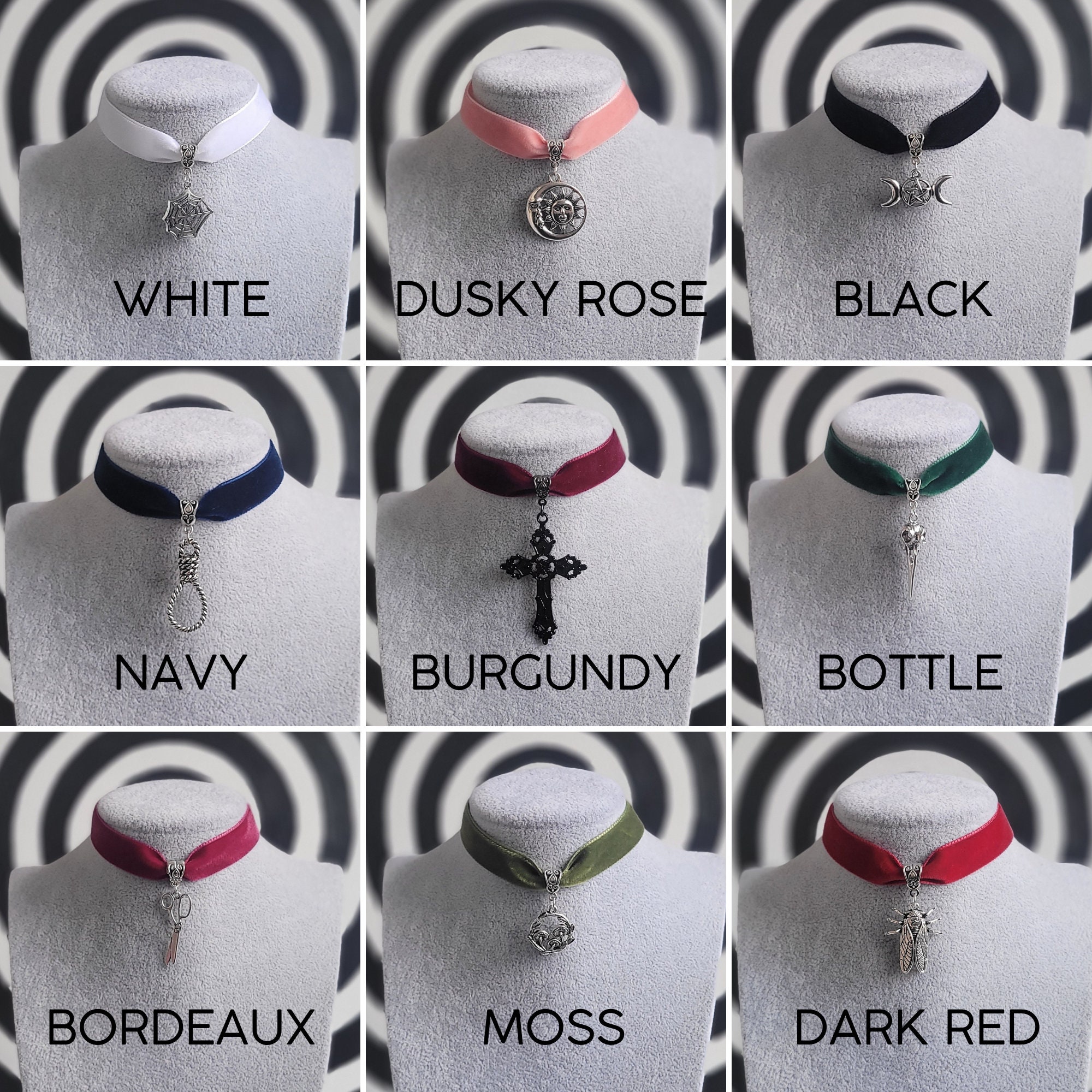 Gothic Cross Choker | Customisable Velvet Necklace With Black Cross ...