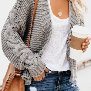 Chunky Cable Knit Handmade Cardigan