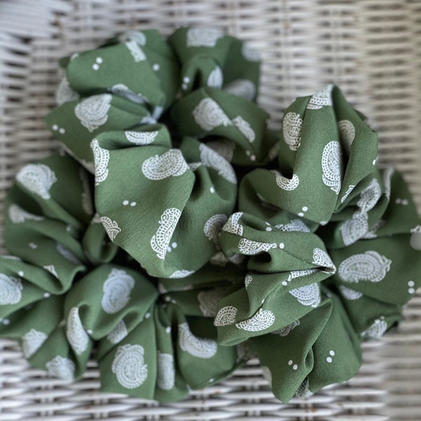 Large Silk Satin Scrunchies with Floral and Solid Patterns