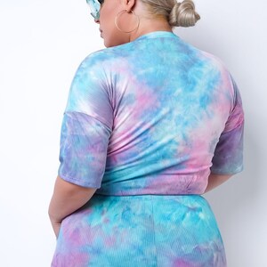 Plus Size Tie Dye Loungewear Sleepwear Two Piece Short Set image 6