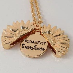 Sie sind mein Sonnenschein Gold Sonnenblume Anhänger Halskette