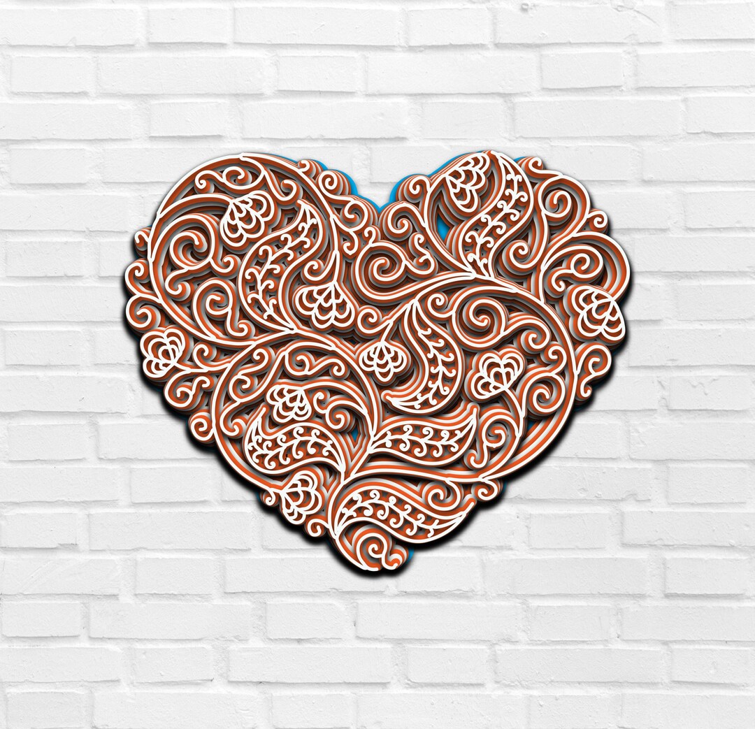 3D Heart Heart Mandala SVG Files Wedding Panel Files for Laser Cutting ...